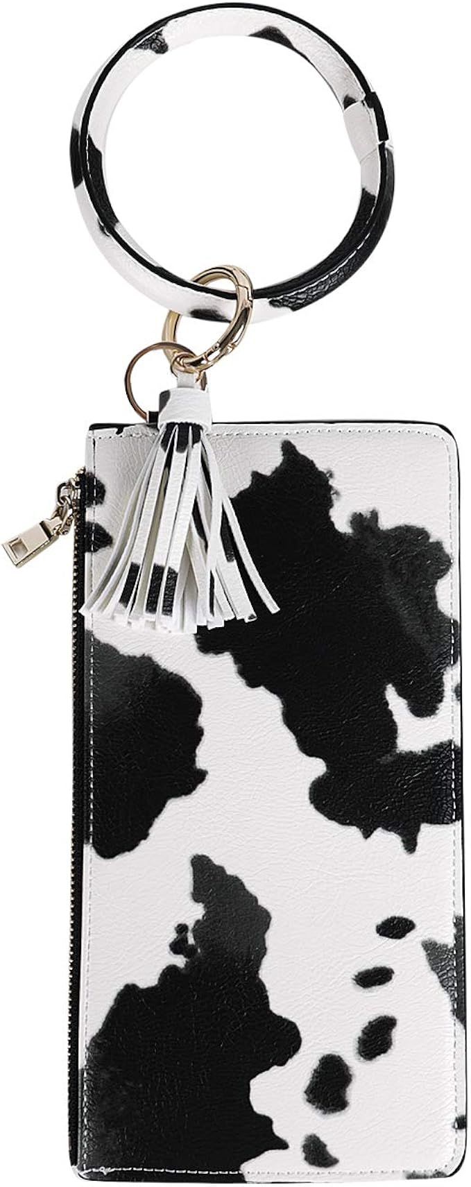 GERINLY Women Leopard Bracelet Wristlet Bag PU Leather Zipper Keychain Phone Purse Lipsticks Oblo... | Amazon (US)