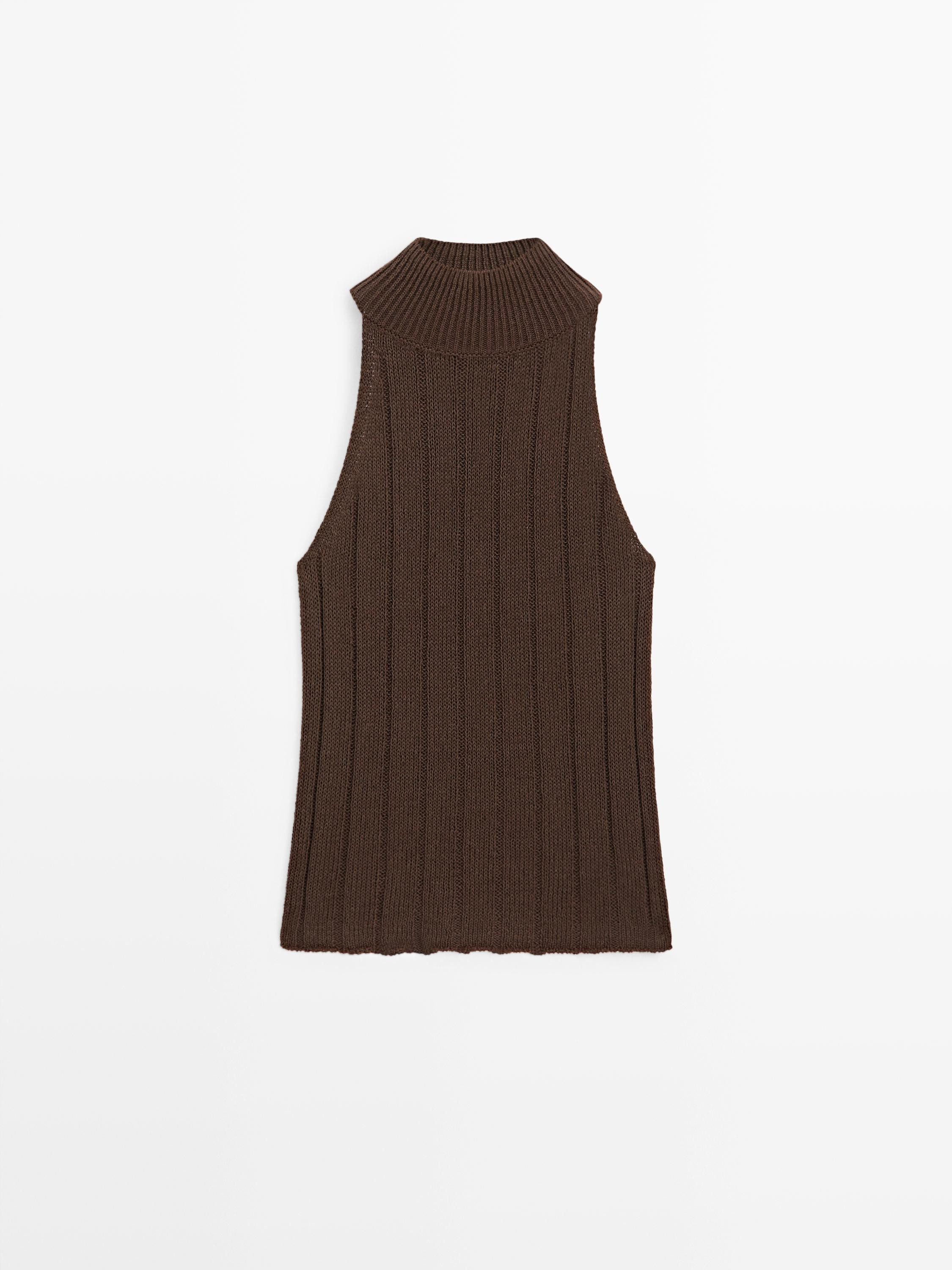 Neckholder-Top aus Baumwollmischgewebe | Massimo Dutti DE