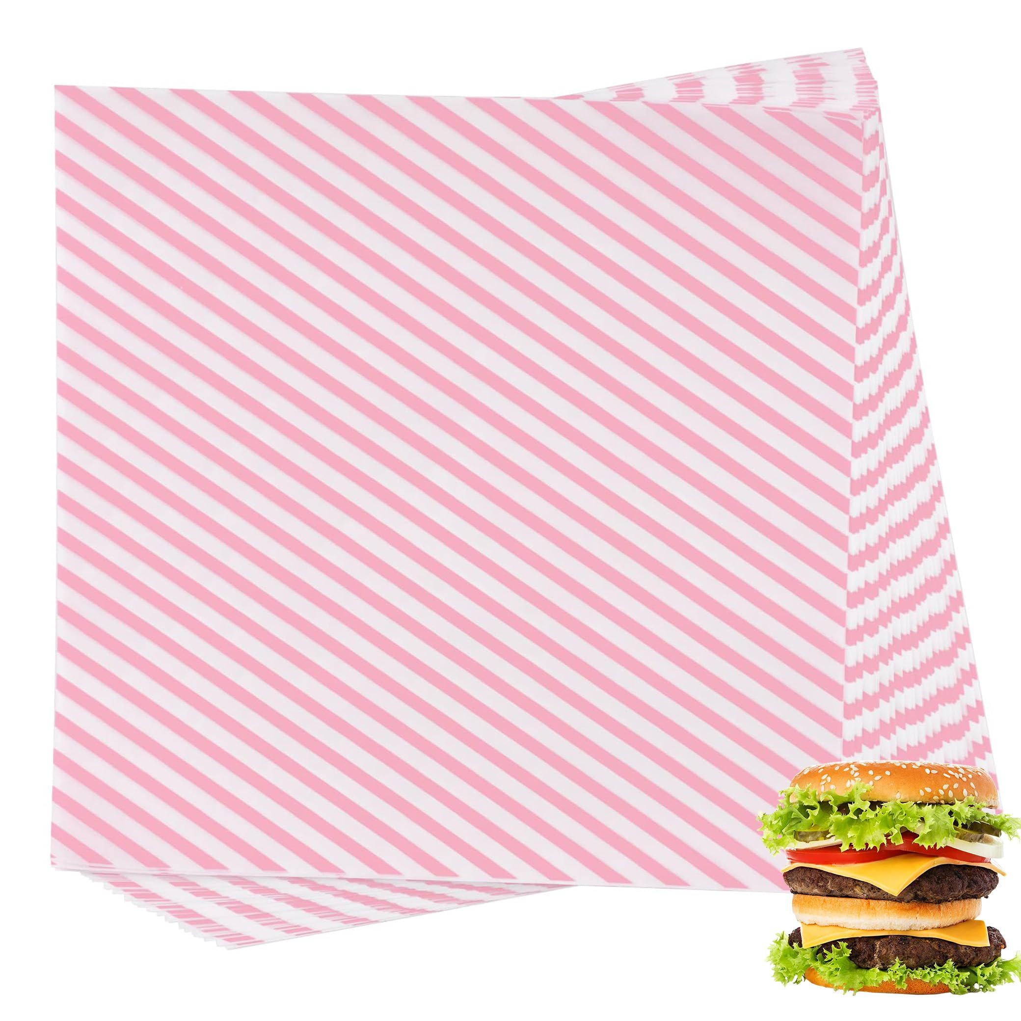 Pink & White Striped Food Wrap, Deli Paper Liners for Plastic Basket, Bread & Sandwich Wrap (12''... | Amazon (US)