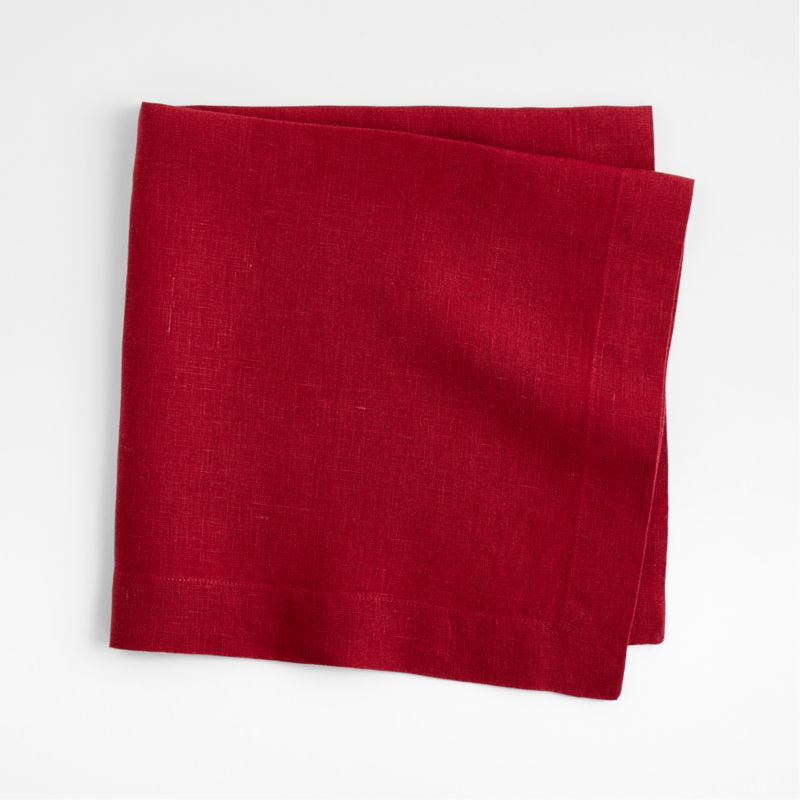 Marin Luminous Red EUROPEAN FLAX -Certified Linen Dinner Napkin + Reviews | Crate & Barrel | Crate & Barrel