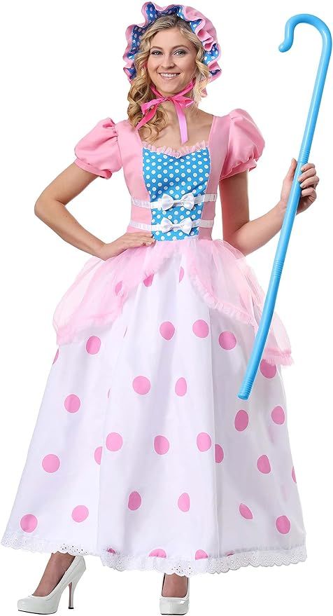 Little Bo Peep Costume for Women, with Pink and Blue Bonnet, Polka Dot Dress | Amazon (US)