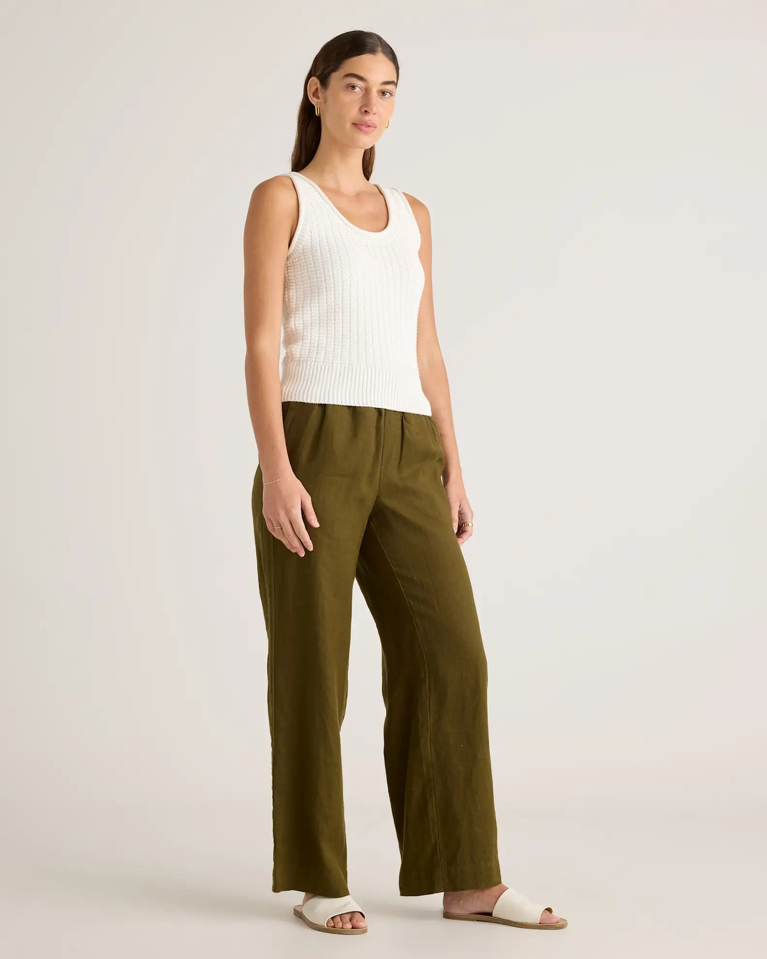 100% Organic Cotton Waffle Cropped Sweater Tank in Ivory | Quince