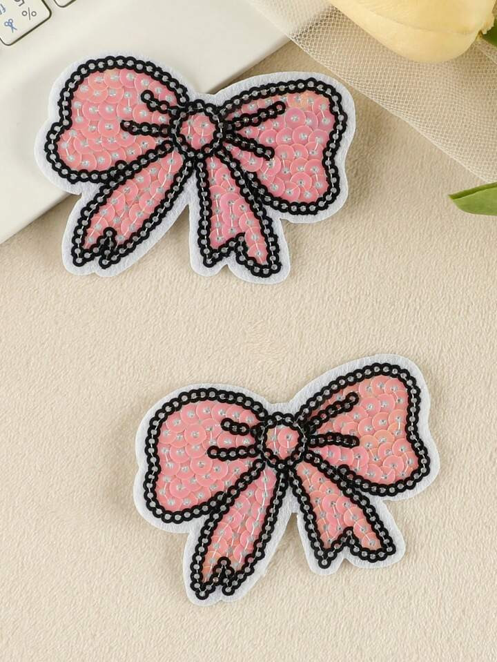 2pcs/Set Embroidered Badge For Clothing & Hat Decoration, Iron-On Badge With Sequin Butterfly Det... | SHEIN