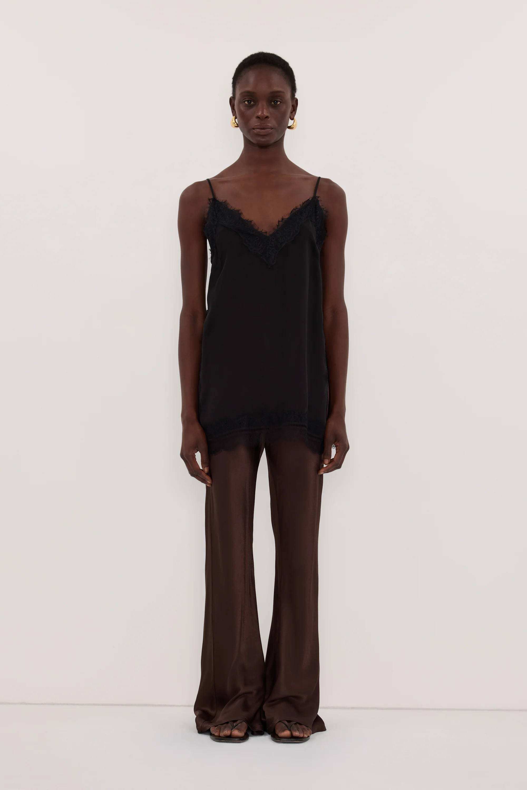 NIKKI BITTER CHOC SATIN BIAS PANT | DISSH