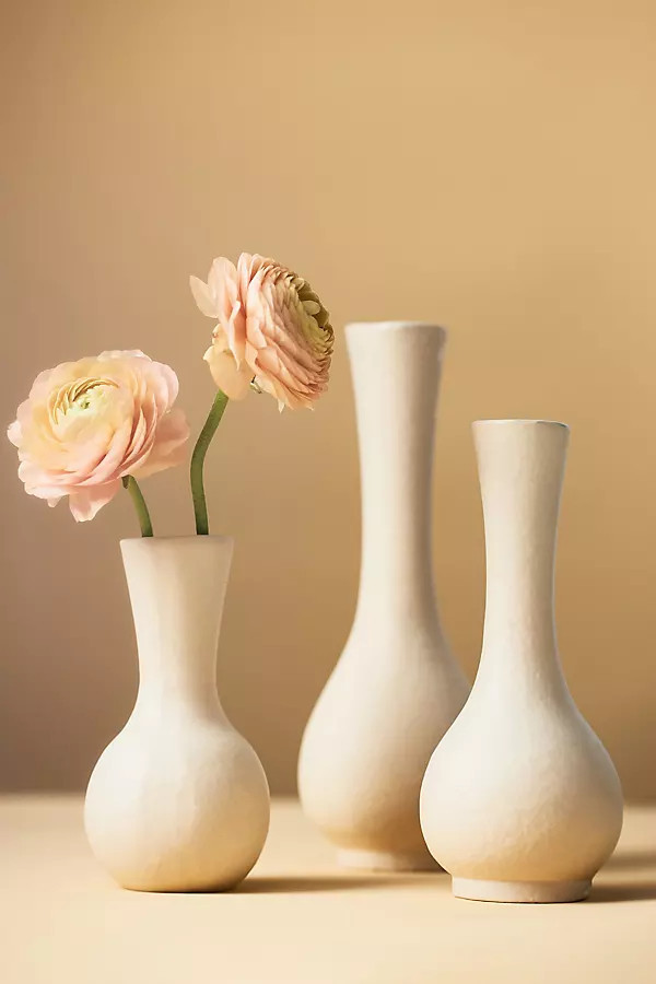 Sculptural Off-White Matte Metal Bud Vase | Anthropologie (US)