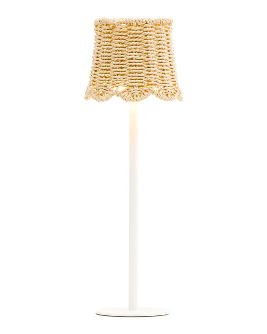 14in Scalloped Rattan Shade Metal Led Touch Lamp | Lighting | Marshalls | Marshalls