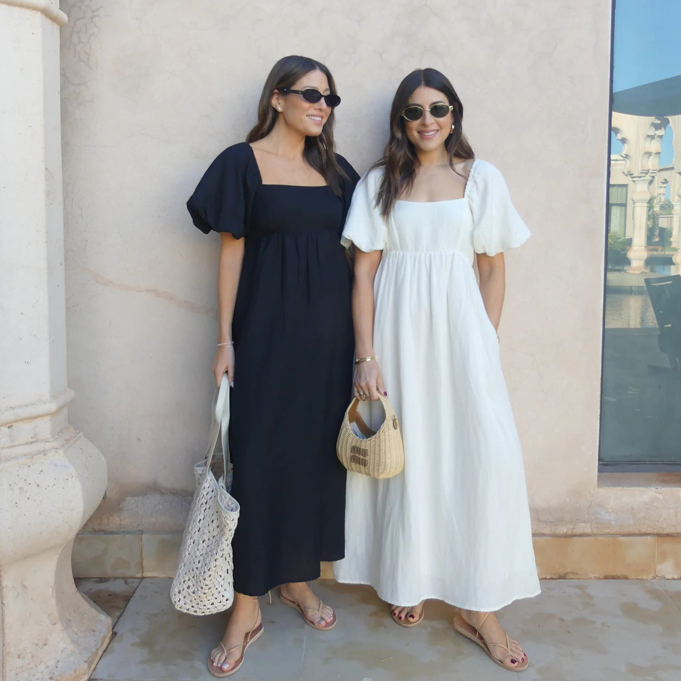 PUFF SLEEVE MIDI DRESS - BLACK | WAT The Brand