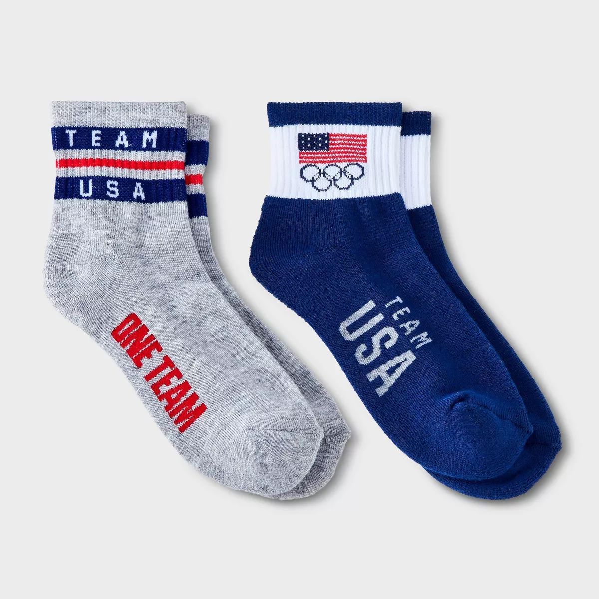 Women's 2pk Team USA Cushioned Ankle Socks - Navy/Heather Gray 4-10 | Target