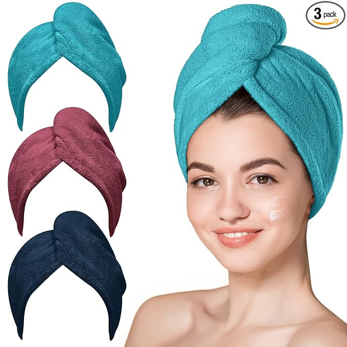 Hicober Microfiber Hair Towel, Hair Turbans for Wet Hair, Drying Hair Wrap Towels for Curly Hair ... | Amazon (US)