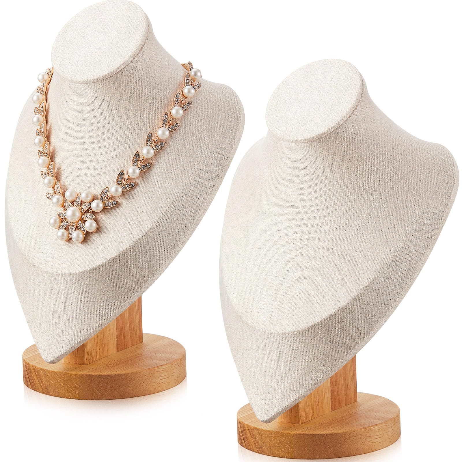 Juexica 2 Pcs Necklace Display Stand Bamboo Jewelry Bust Display Stands Necklace Bust for Selling... | Amazon (US)