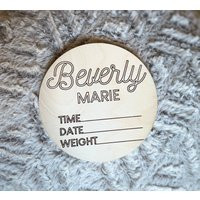Baby Announcement Wood Circle Sign, Birth Announcement, Personalized Baby Name, Wooden Name Sign | Etsy (US)