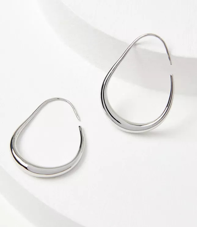 Metallic Teardrop Hoop Earrings | LOFT