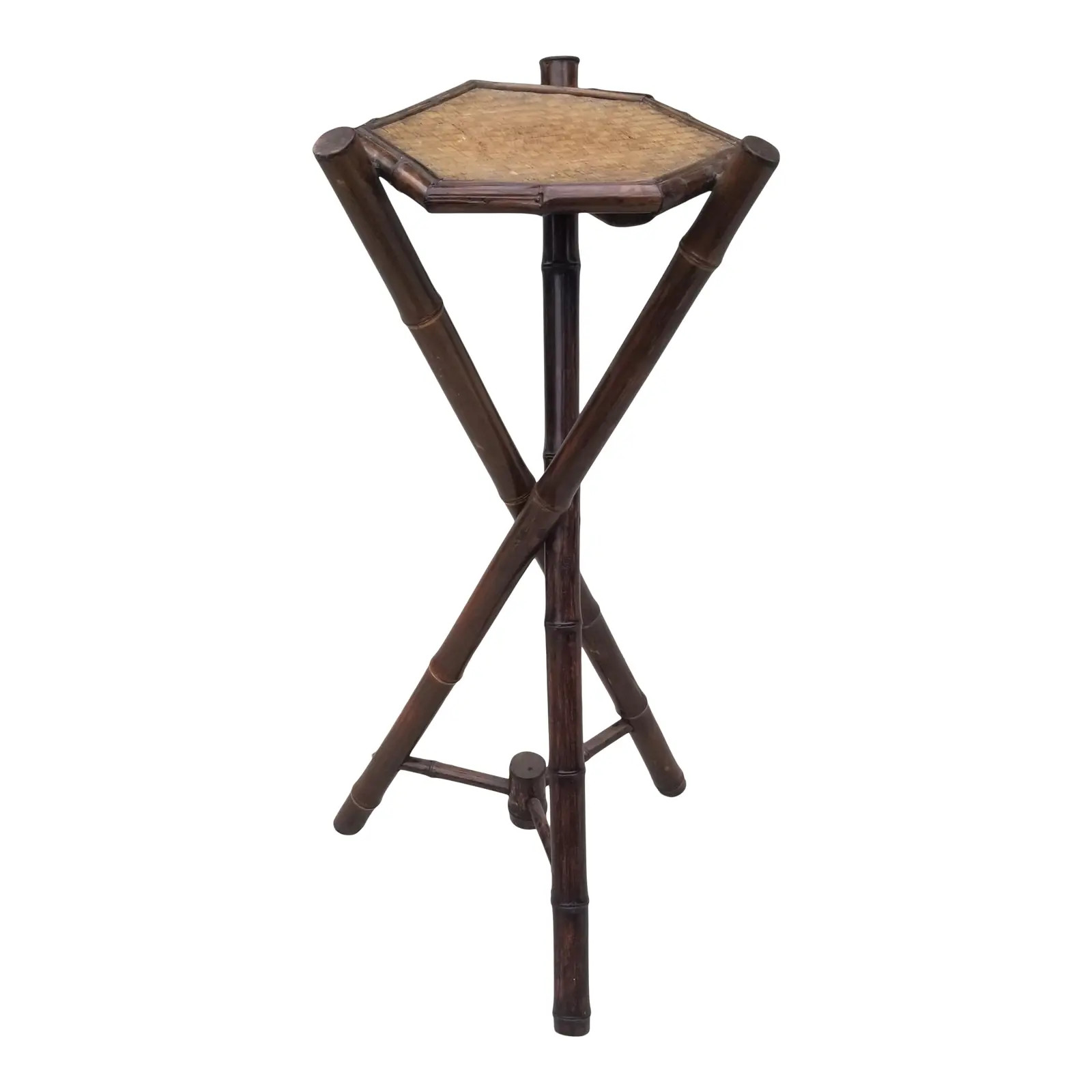 Vintage Dark Brown Bamboo Stand for Plants or Objects | Chairish