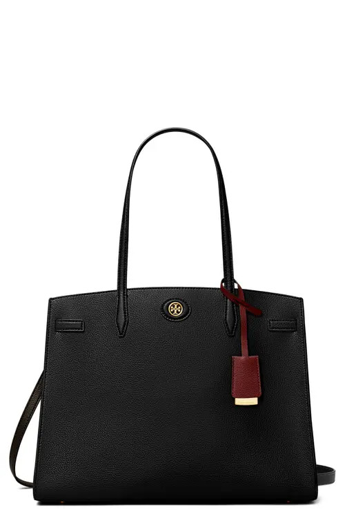 Tory Burch Robinson Leather Satchel in Black at Nordstrom | Nordstrom