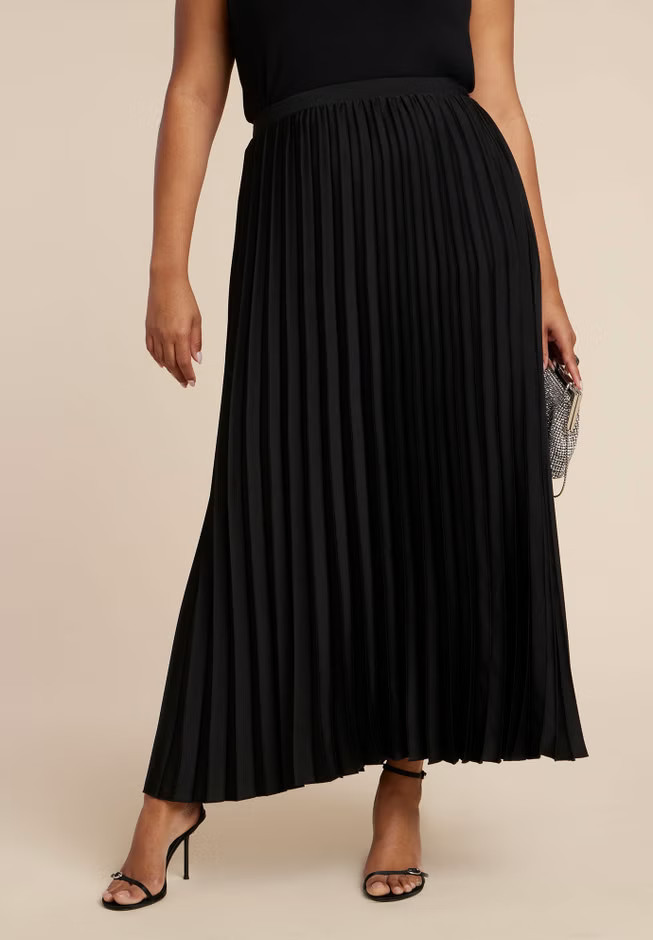 Pleated Maxi Satin Skirt | Eloquii