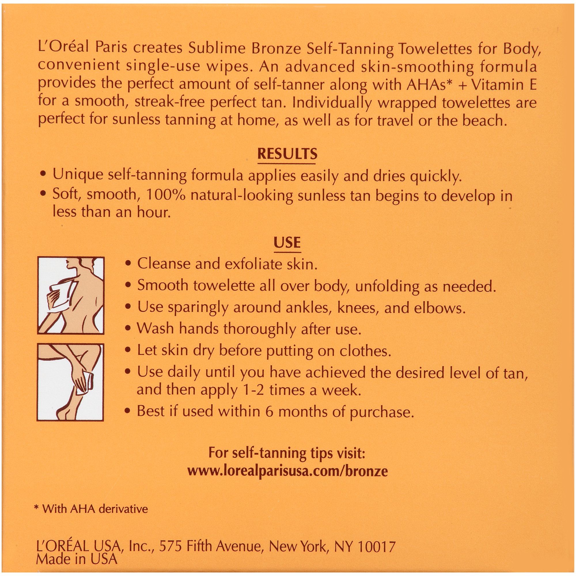 L'Oreal Paris Sublime Bronze Sunless Self-Tanning Towelettes, Streak Free, 6 ct. | Walmart (US)