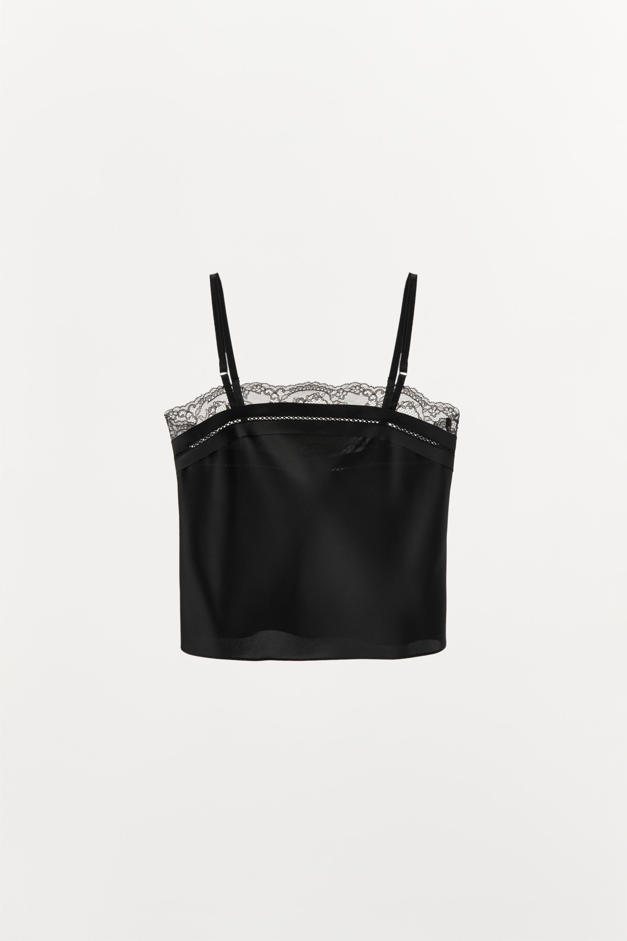 SATIN LACE ENTREDEUX TOP | Zara US