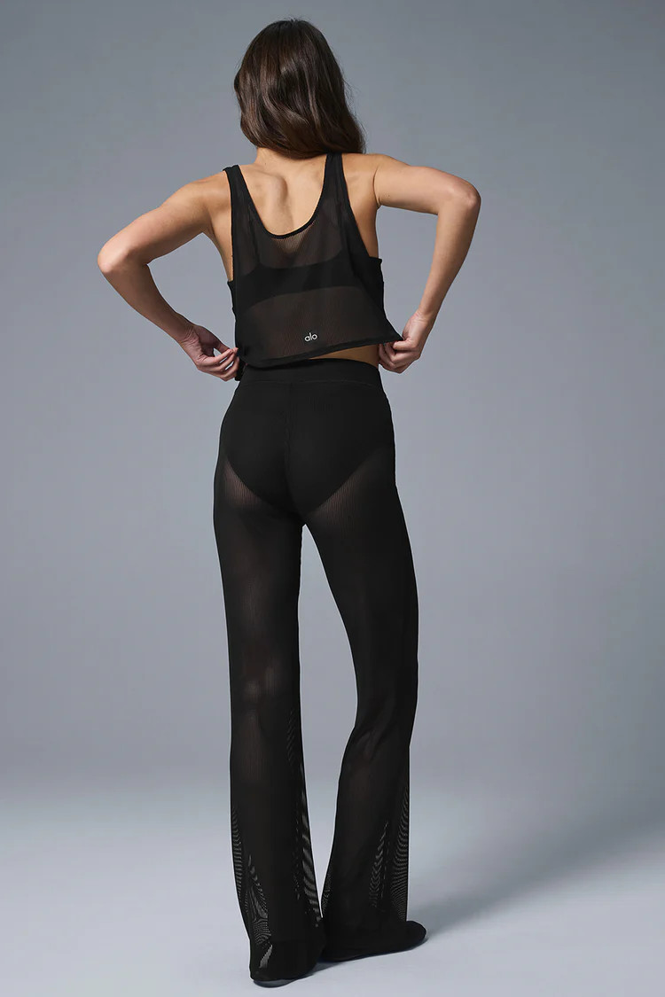 Striped Mesh Tropical Nights Flare Pant - Black | Alo Yoga (US)