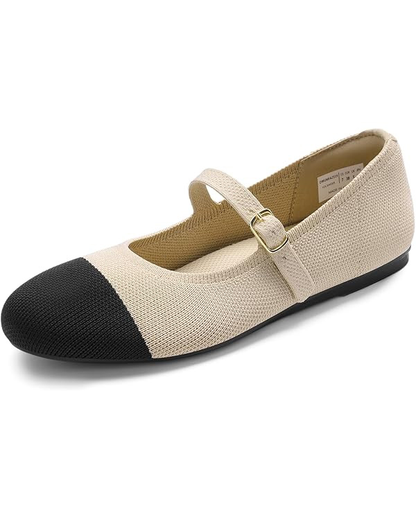 DREAM PAIRS Women's Mary Jane Ballet Flat Shoes Dressy Foldable Knit Flats with Arch Support Comf... | Amazon (US)