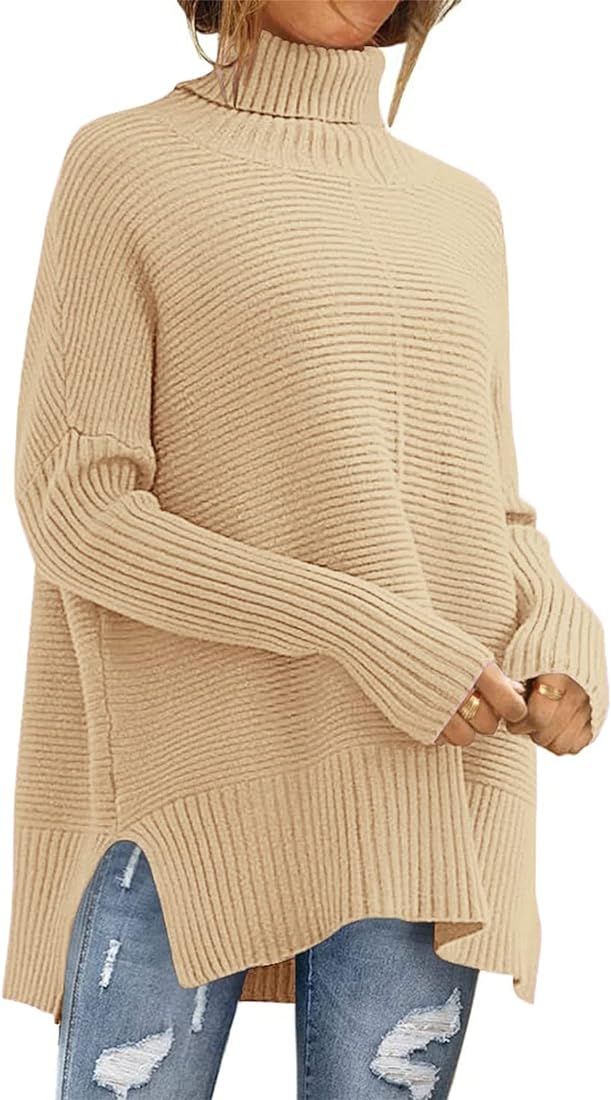 PRETTYGARDEN Women's 2023 Oversized Turtleneck Sweater Casual Long Sleeve Chunky Knit Pullover Winte | Amazon (US)