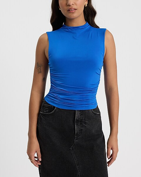 Body Contour Compression Neck Ruched Tank | Express