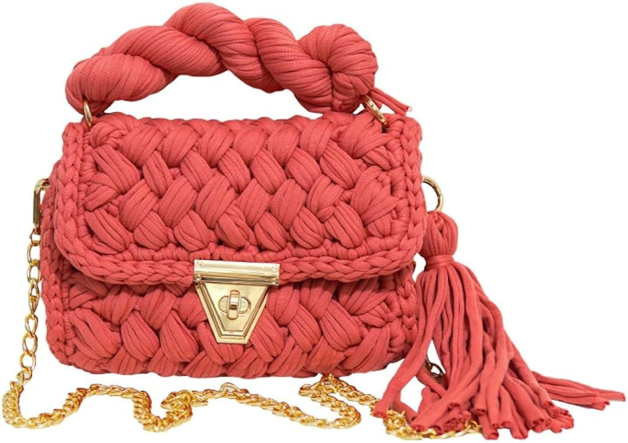 Women's Handwoven Tote Bags Chunky Yarn Crochet Crossbody Shoulder Bag DIY Knot Purse Knit Woven ... | Amazon (US)