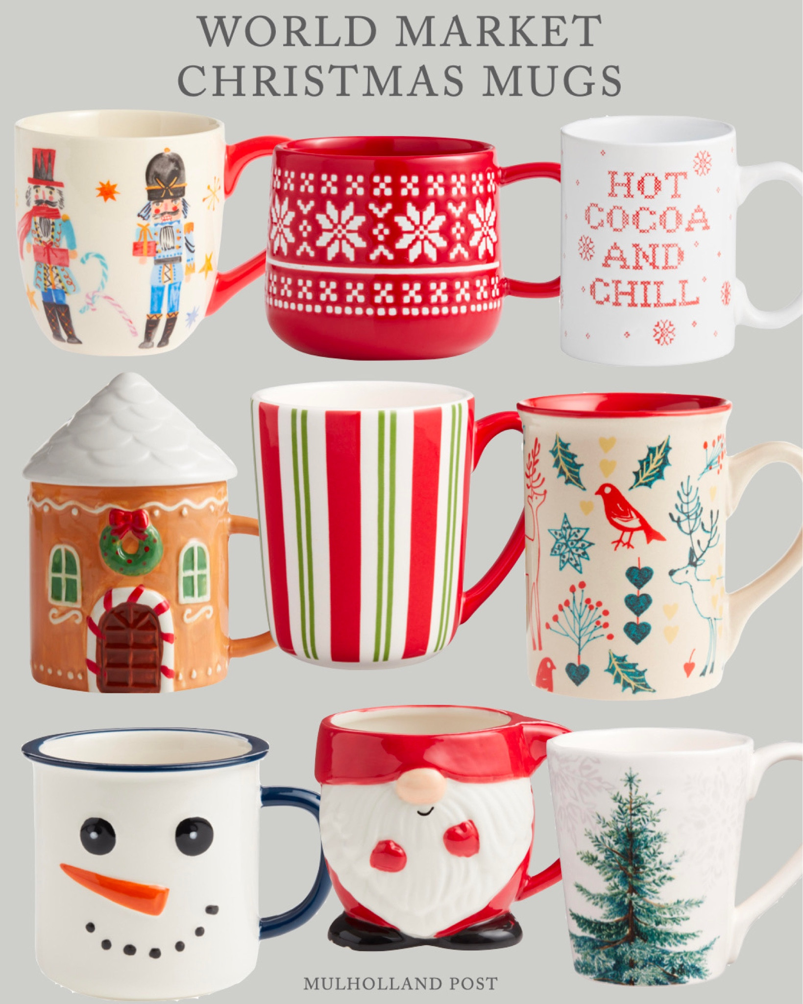 Christmas mugs from World Market

Holiday mugs, Christmas mugs, Christmas decor, Christmas kitchen, holiday decor, holiday kitchen 

#LTKhome #LTKHoliday #LTKSeasonal