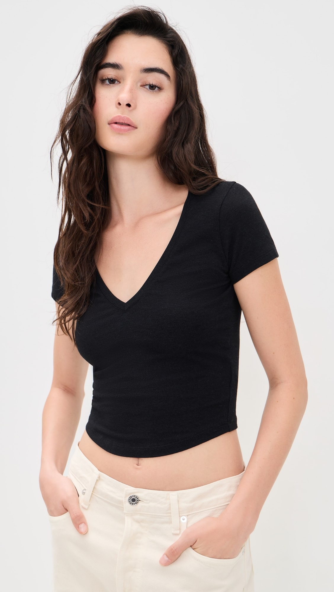 V Neck Cropped Tee | Shopbop