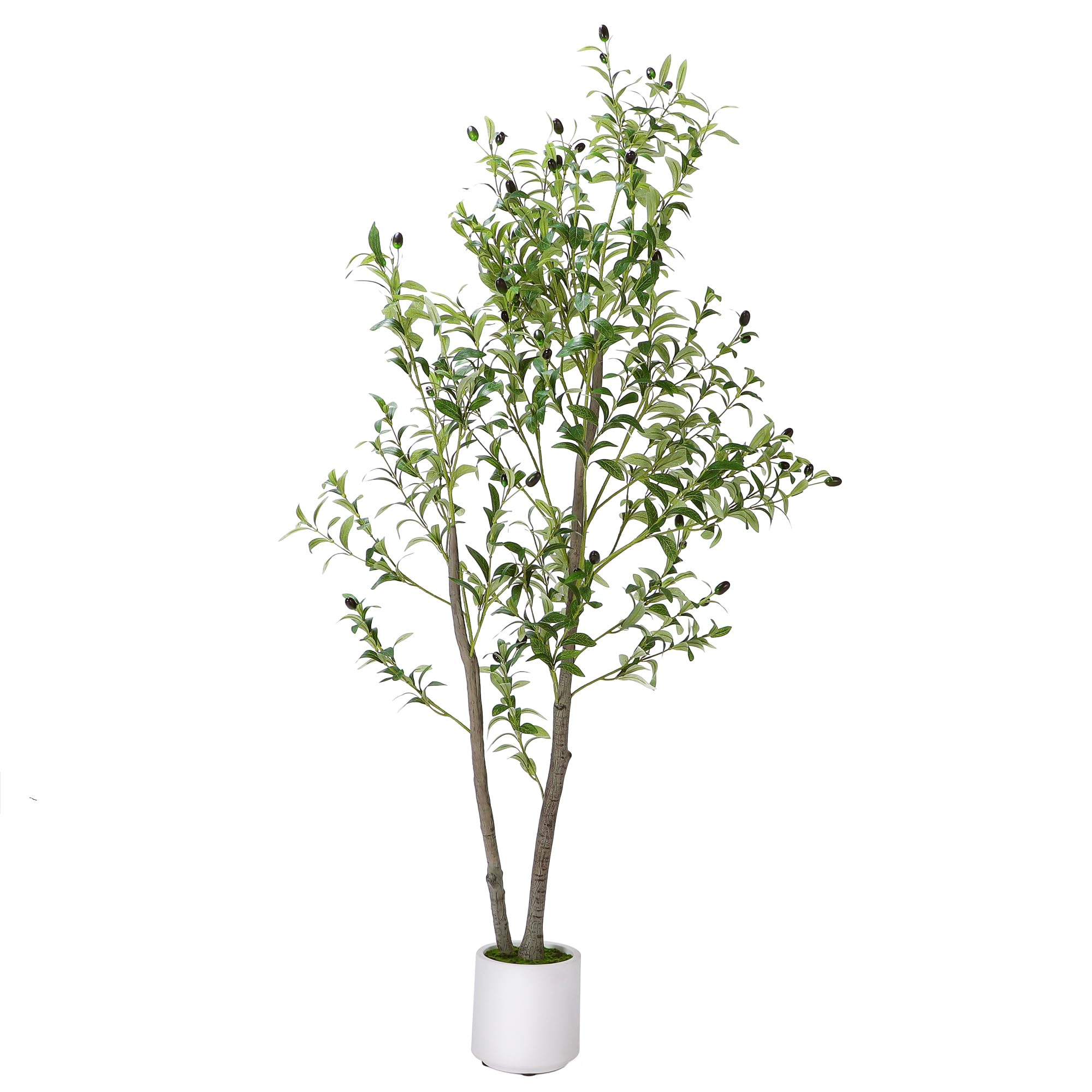 Artificial Olive Tree 5FT, Indoor Fake Silk Plant with Realistic Trunk, Leaves, Fruits and White Planter, Faux Potted Tree for Home Decor and Housewarming Gift, 1 Pack | Amazon (US)