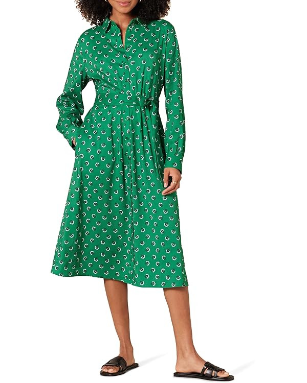 Amazon Essentials Women's Georgette Long Sleeve Midi Length Shirt Dress | Amazon (US)