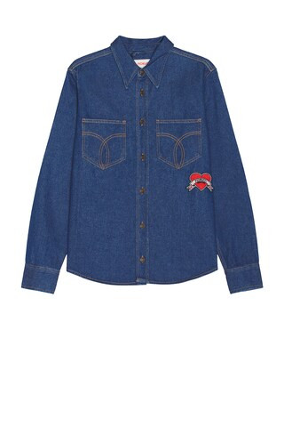 Denim Shirt in Rinse Blue | Revolve Clothing (Global)