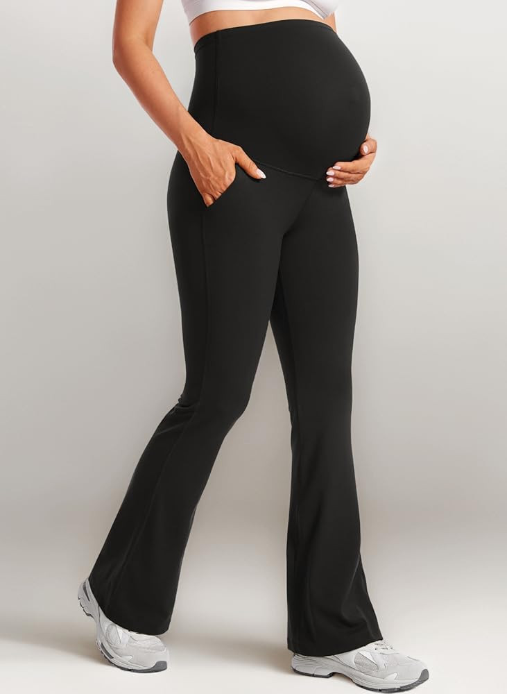 CRZ YOGA Women's Butterluxe Maternity Flare Leggings with Pockets 31"- Buttery Soft Pregnancy Boo... | Amazon (UK)