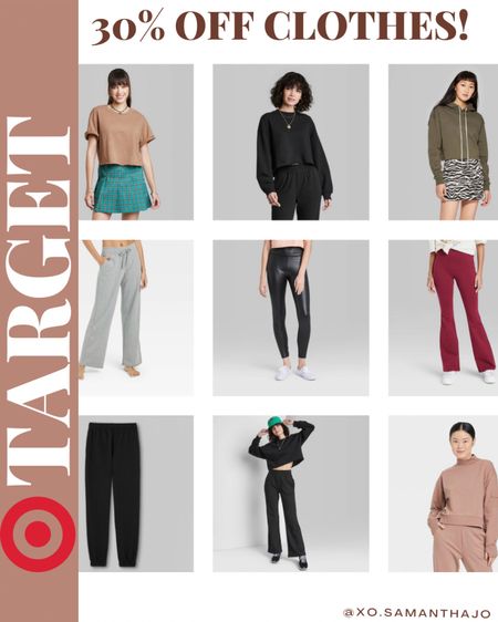 Target 30% off clothes 
Flare sweatpants cropped sweatshirt fall outfits cozy outfits 2 piece sets cropped tshirts hoodies faux leather leggings 

#LTKstyletip #LTKsalealert #LTKunder50