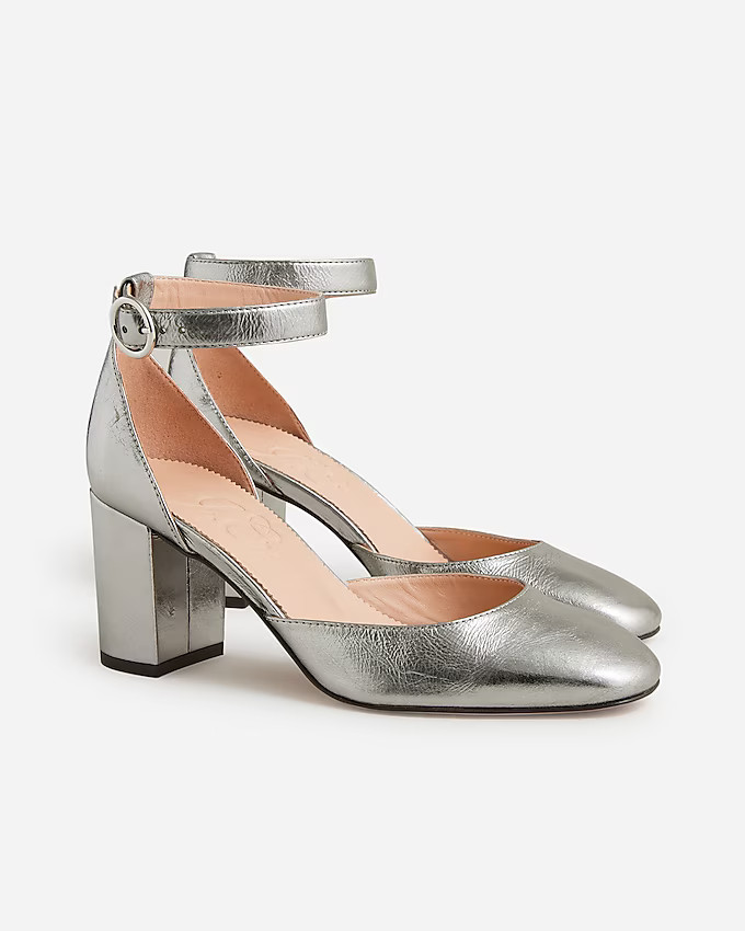 Maisie ankle-strap heels in crinkle metallic | J. Crew US