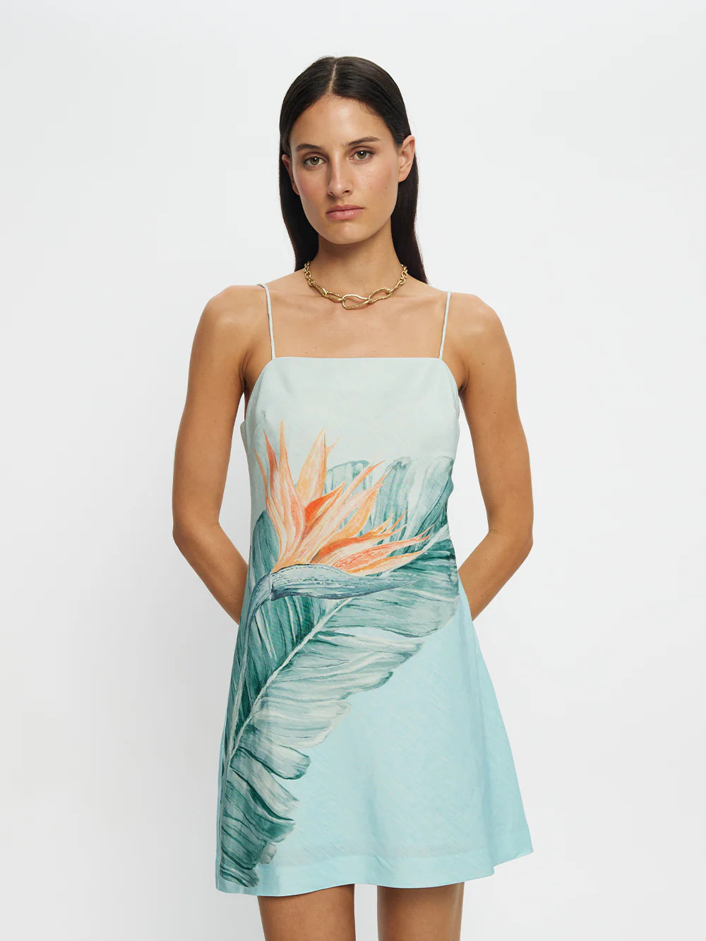Cassia Mini Dress | Palm Printed Mini Dress - KIVARI | Kivari (Global minus AU/NZ)