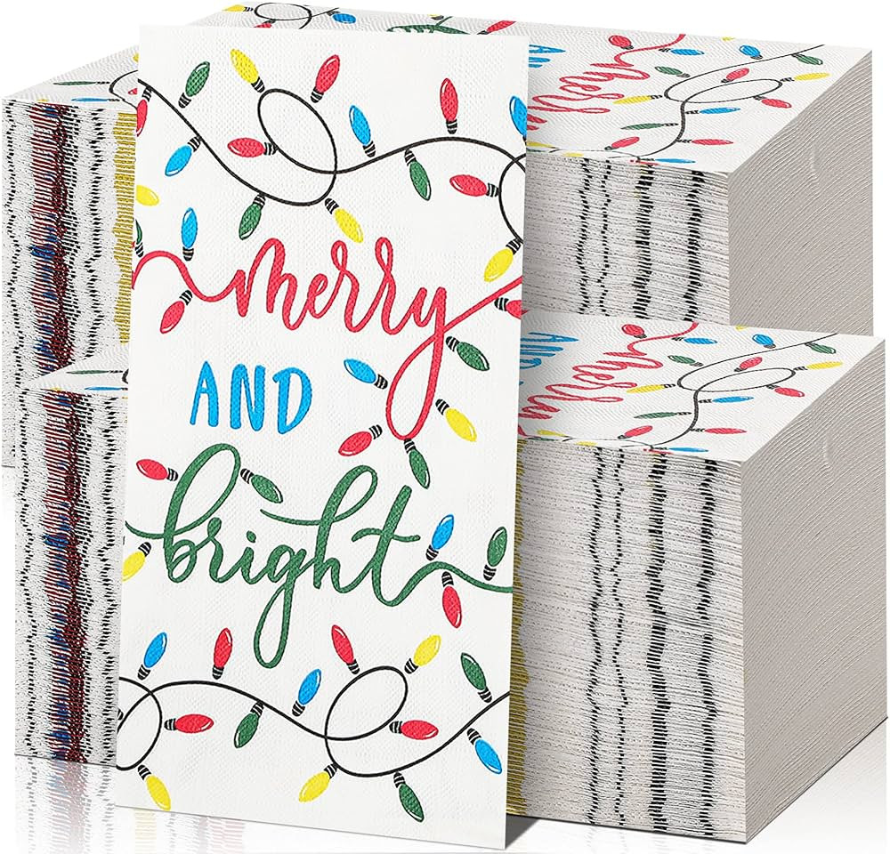 Spiareal 200 Pack Christmas Guest Paper Towels for Bathroom Light Napkins Merry and Bright Decora... | Amazon (US)