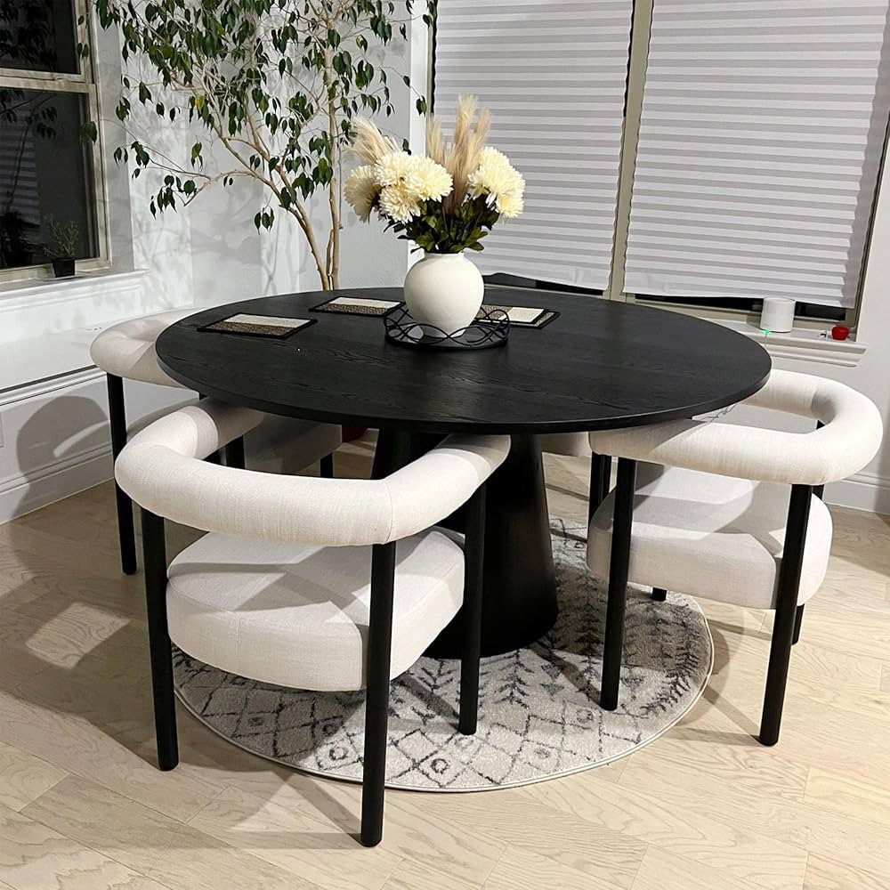 Mid Century Modern Barrel Dining Chairs Set of 4, Upholstered Kitchen & Dining Room Chairs with A... | Amazon (US)