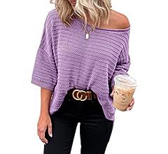 Dokotoo Women's Casual 3/4 Sleeve Loose Tunic Tops Lightweight Knit Sweater Blouses | Amazon (US)