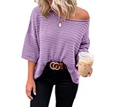 Dokotoo Women's Casual 3/4 Sleeve Loose Tunic Tops Lightweight Knit Sweater Blouses | Amazon (US)