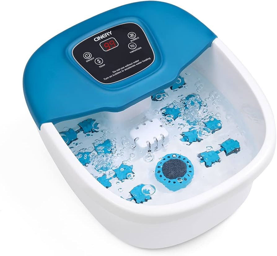 CINERY Foot Spa Bath Massager with Heat, Bubbles, Vibration and Pedicure Foot Spa with 16 Rollers... | Amazon (US)