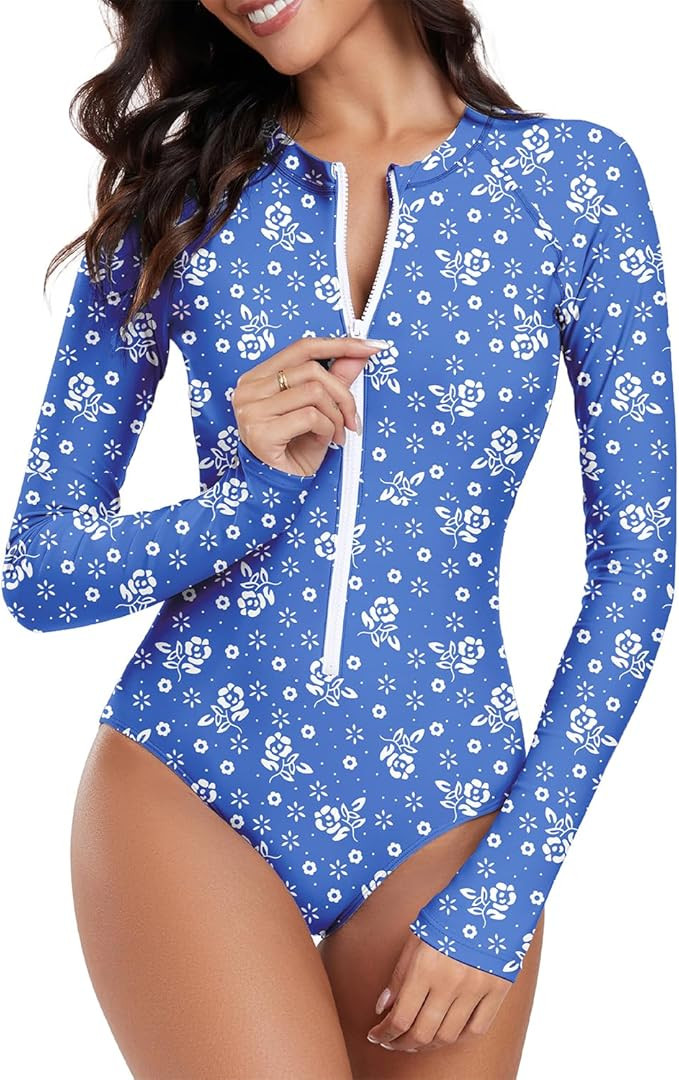 Century Star Long Sleeve Swimsuits for Women Rash Guard UPF 50+ Modest One Piece Surfing Full Cov... | Amazon (US)
