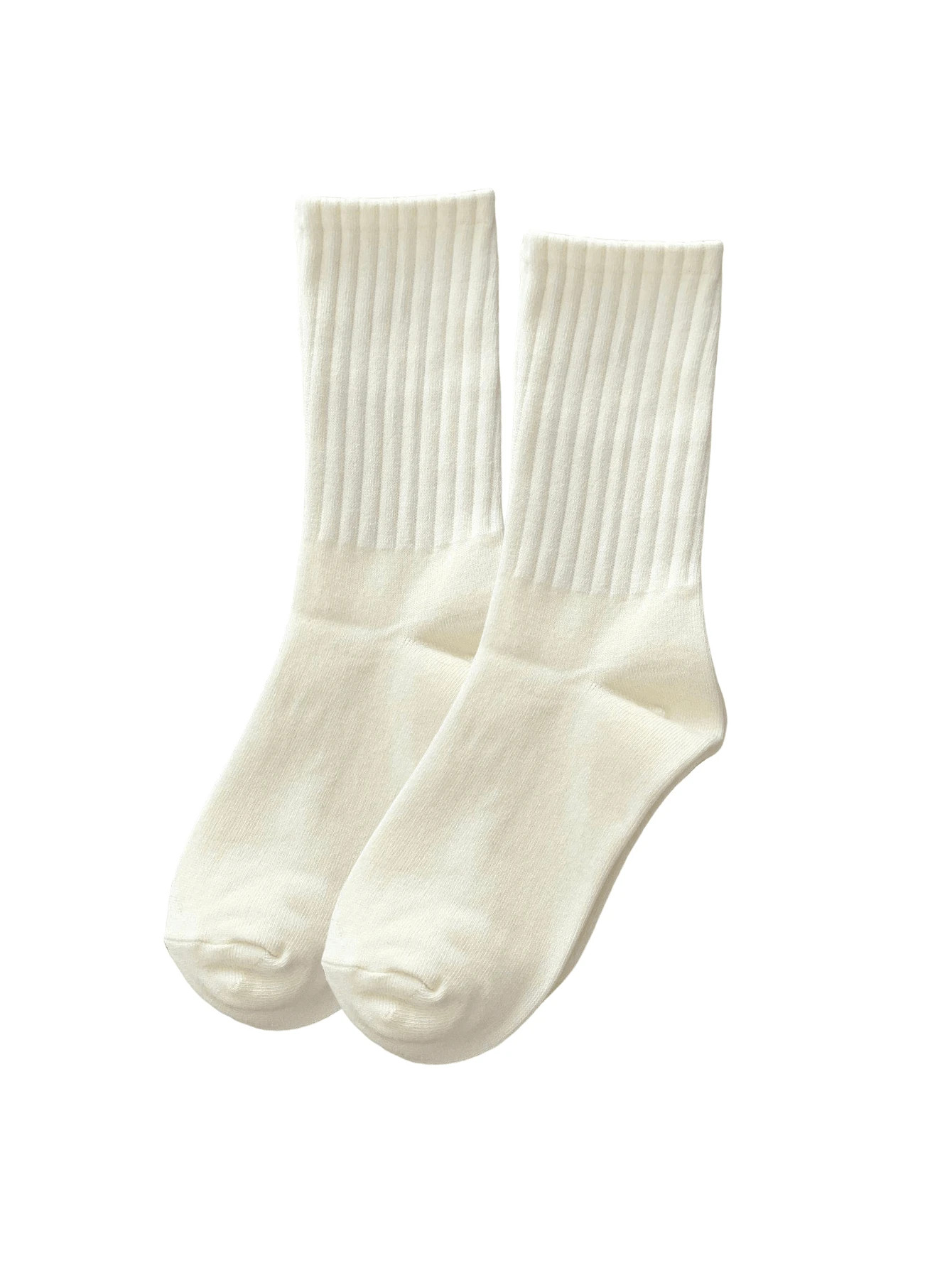 1 Pair Winter Vertical Striped Solid Color Mid-Calf Socks, Soft Comfortable Casual Warm Socks, Fo... | SHEIN