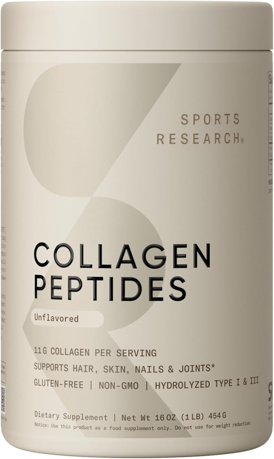 Sports Research Collagen Peptides - Hydrolyzed Type 1 & 3 Collagen Powder Protein Supplement for ... | Amazon (US)