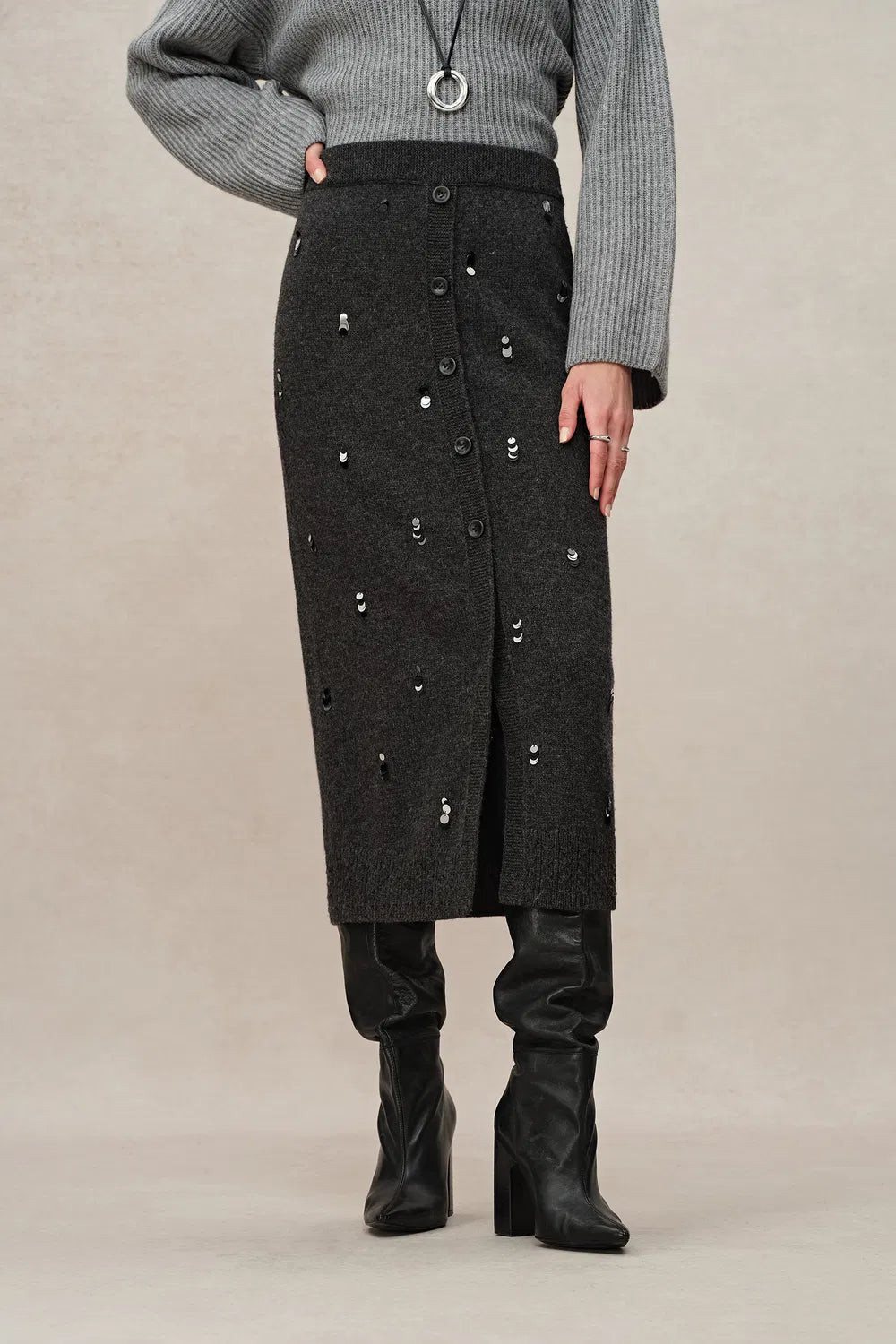 Rachel Sequined Knit Skirt | Fabrique