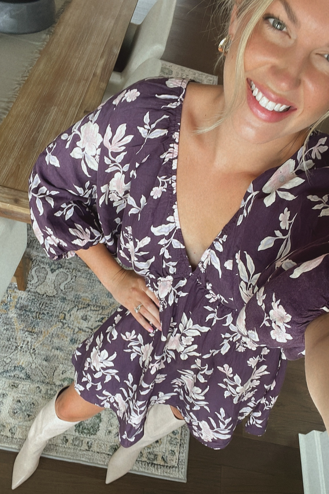 POV - you found the cutest fall dress 😍🍂🍁 I’m in a size small! Boots are TTS! Comment FALL DRESS for links to get sent to your inbox  