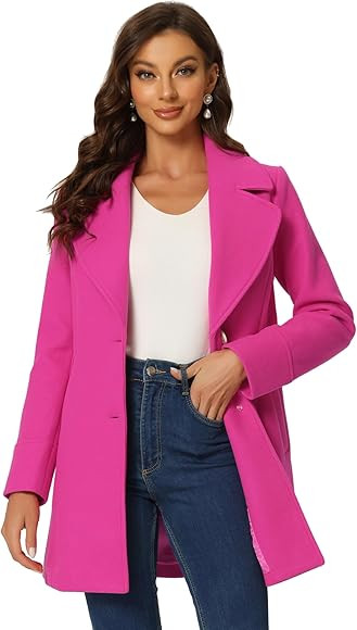 Allegra K Women's Elegant Overcoat Notched Shawl Collar Single Breasted Outerwear Winter Long Coa... | Amazon (US)