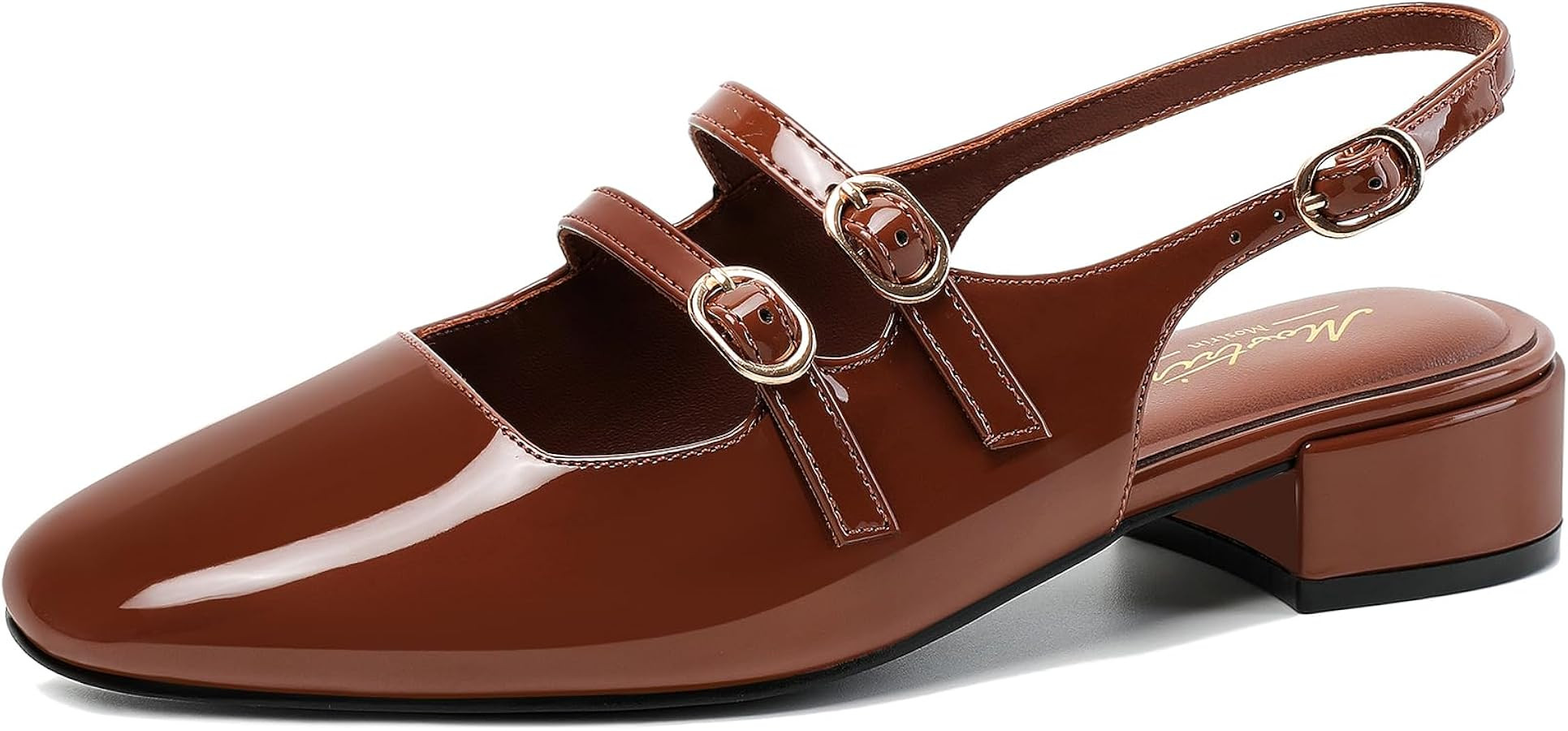 Mostrin Mary Jane Shoes Women Slingback Chunky Low Heels for Women Closed Rounded Toe Ankle Strap... | Amazon (US)