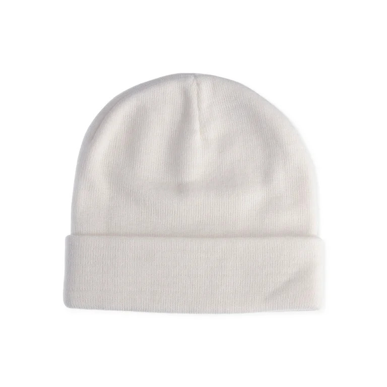 No Boundaries Women's Flat Knit Beanie Winter White | Walmart (US)