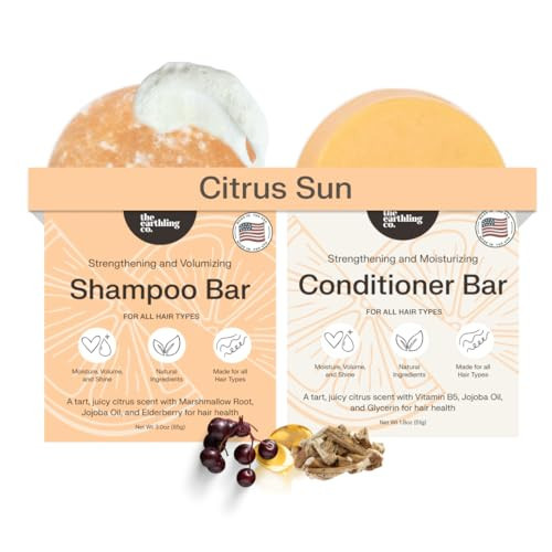 The Earthling Co. Shampoo & Conditioner Bar Set - Promote Hair Growth, Strengthen & Volumize All Types - Paraben & Sulfate Free Formula With Natural Ingredients for Dry Hair (Citrus Sun) | Amazon (US)