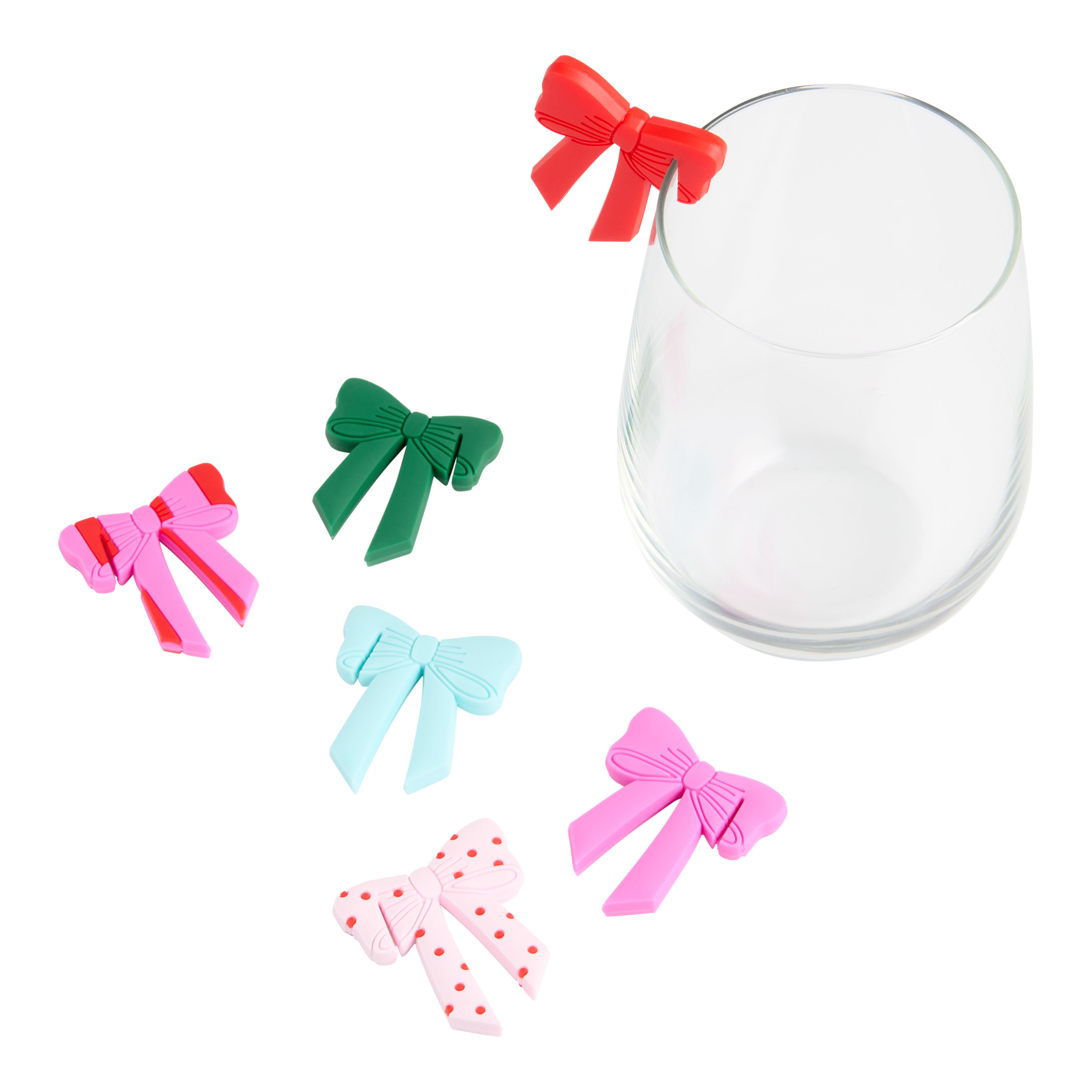 Drinking Buddies Silicone Bow Glass Markers 6 Pack | World Market